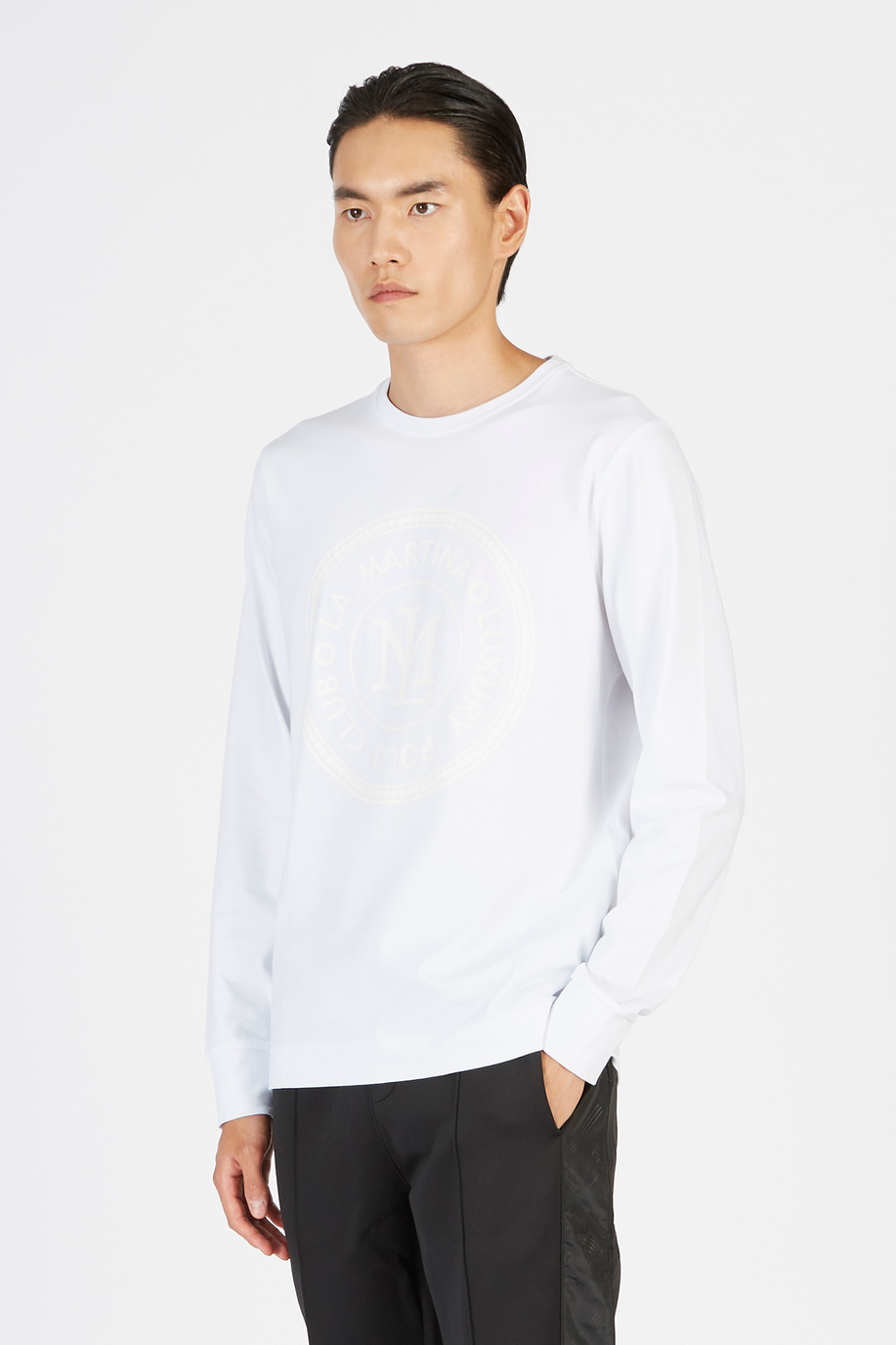 Men’s round neck regular fit long sleeve t-shirt - Jet Set | La Martina - Official Online Shop