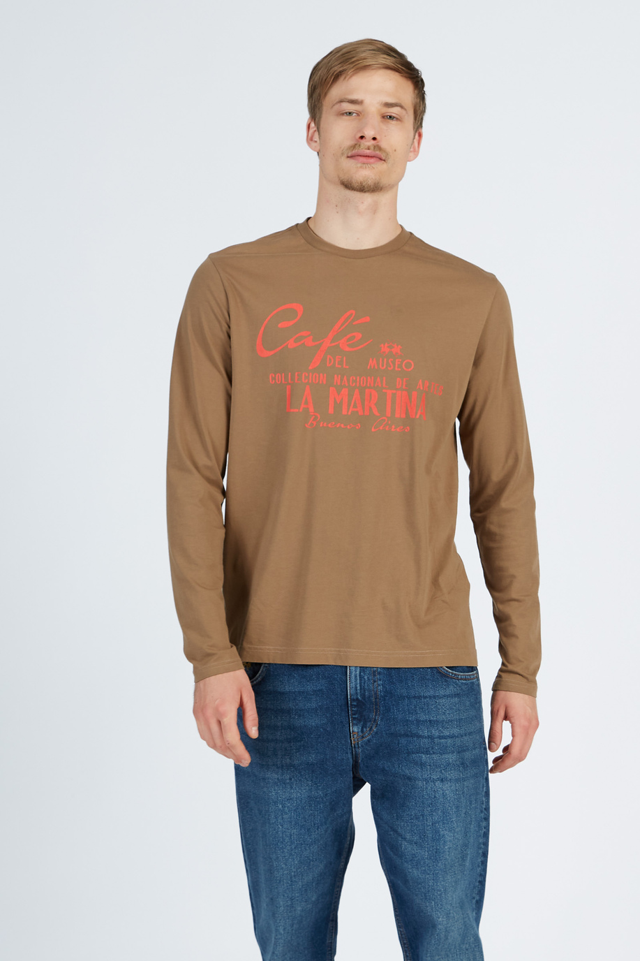 T-shirt da uomo a maniche lunghe in cotone 100% regular fit - T-shirt | La Martina - Official Online Shop