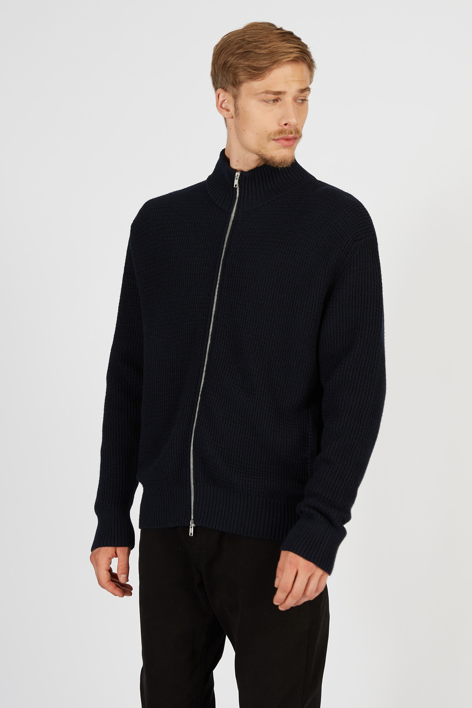 Maglia tricot da uomo a maniche lunghe in lana vergine comfort fit con zip - Timeless | La Martina - Official Online Shop