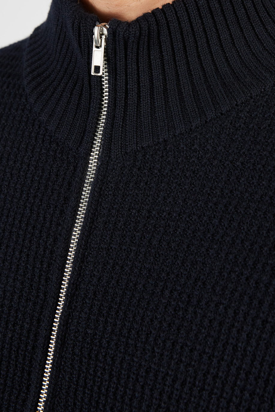 Maglia tricot da uomo a maniche lunghe in lana vergine comfort fit con zip