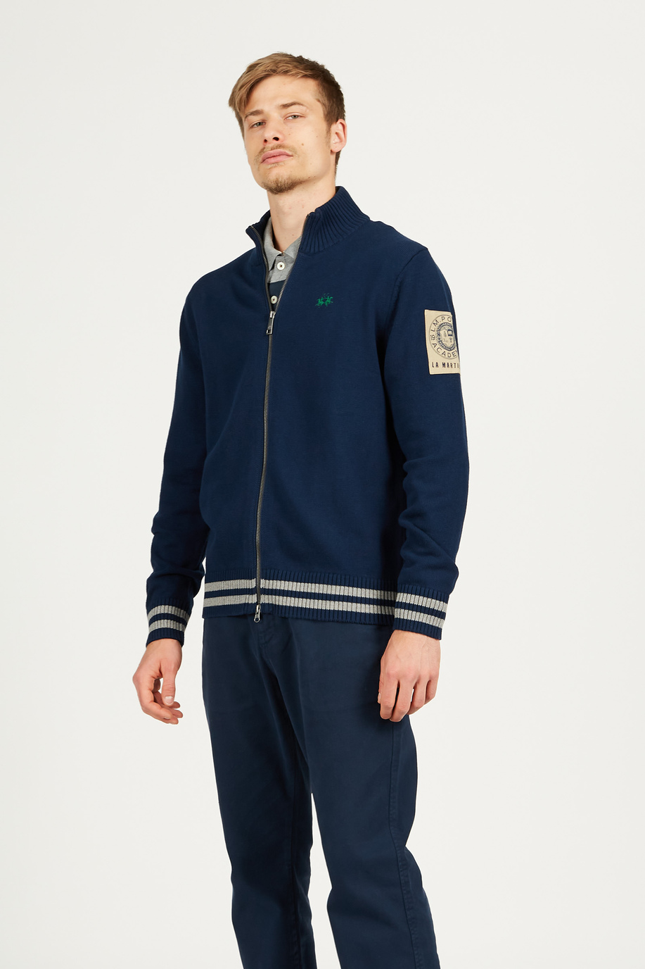 Men’s sweatshirt with front zip closure in 100% cotton comfort fit - Knitwear & Sweatshirts | La Martina - Official Online Shop