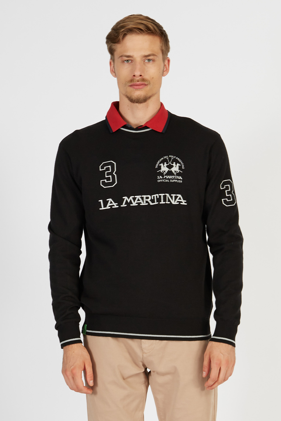 Maglia tricot da uomo in misto cotone girocollo regular fit - Maglie | La Martina - Official Online Shop