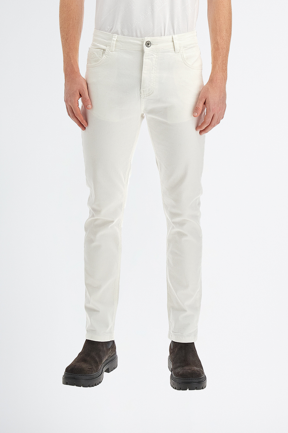 Pantalone da uomo in cotone stretch modello chino regular fit - Pantaloni | La Martina - Official Online Shop