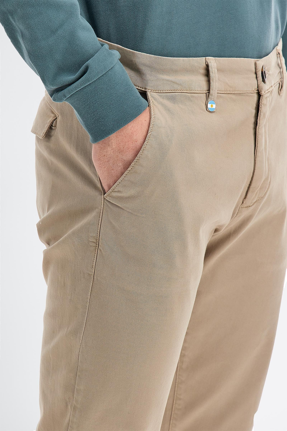 Pantalone da uomo in cotone twill stretch modello chino slim fit
