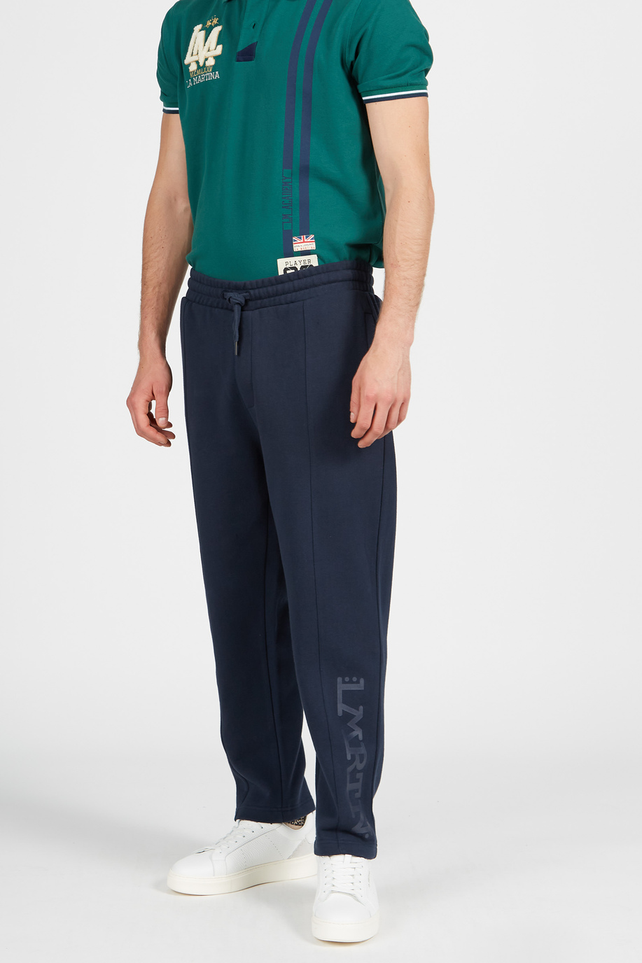 Pantalone da uomo in cotone modello jogger con coulisse - Trousers | La Martina - Official Online Shop