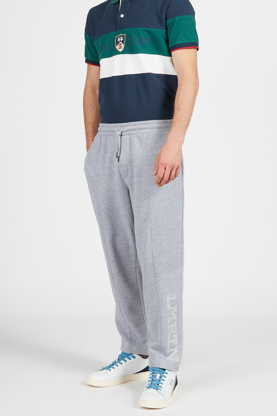 Pantalone da uomo in cotone modello jogger con coulisse - Pantaloni | La Martina - Official Online Shop