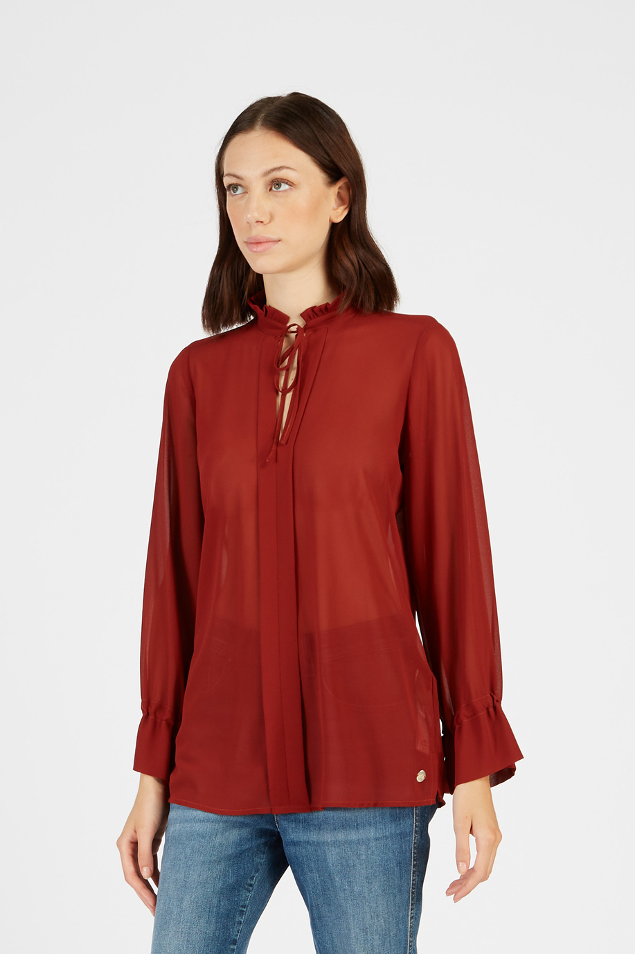 Women’s shirt Argentina fabric georgette regular fit long sleeves - Apparel | La Martina - Official Online Shop
