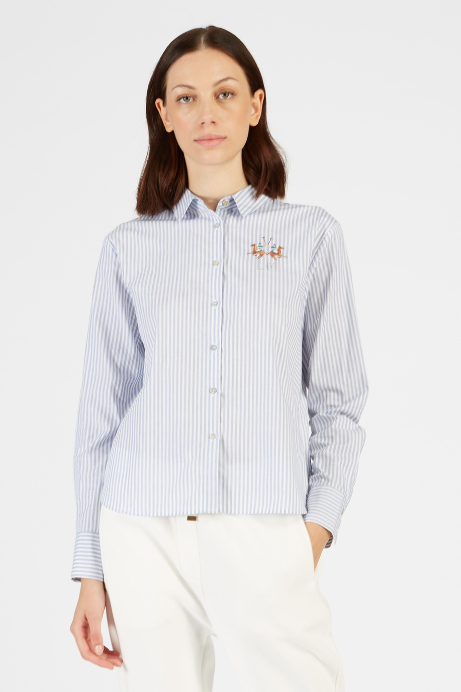 Striped-coloured cotton shirt - Preview | La Martina - Official Online Shop