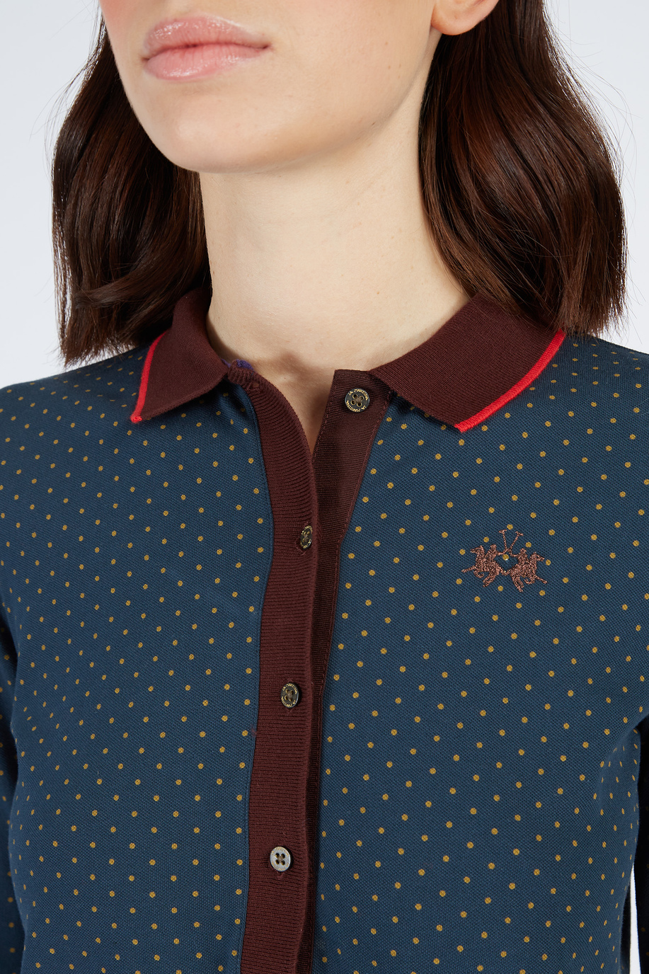Argentina Damen Langarm-Poloshirt aus Regular Fit Stretch-Baumwolle