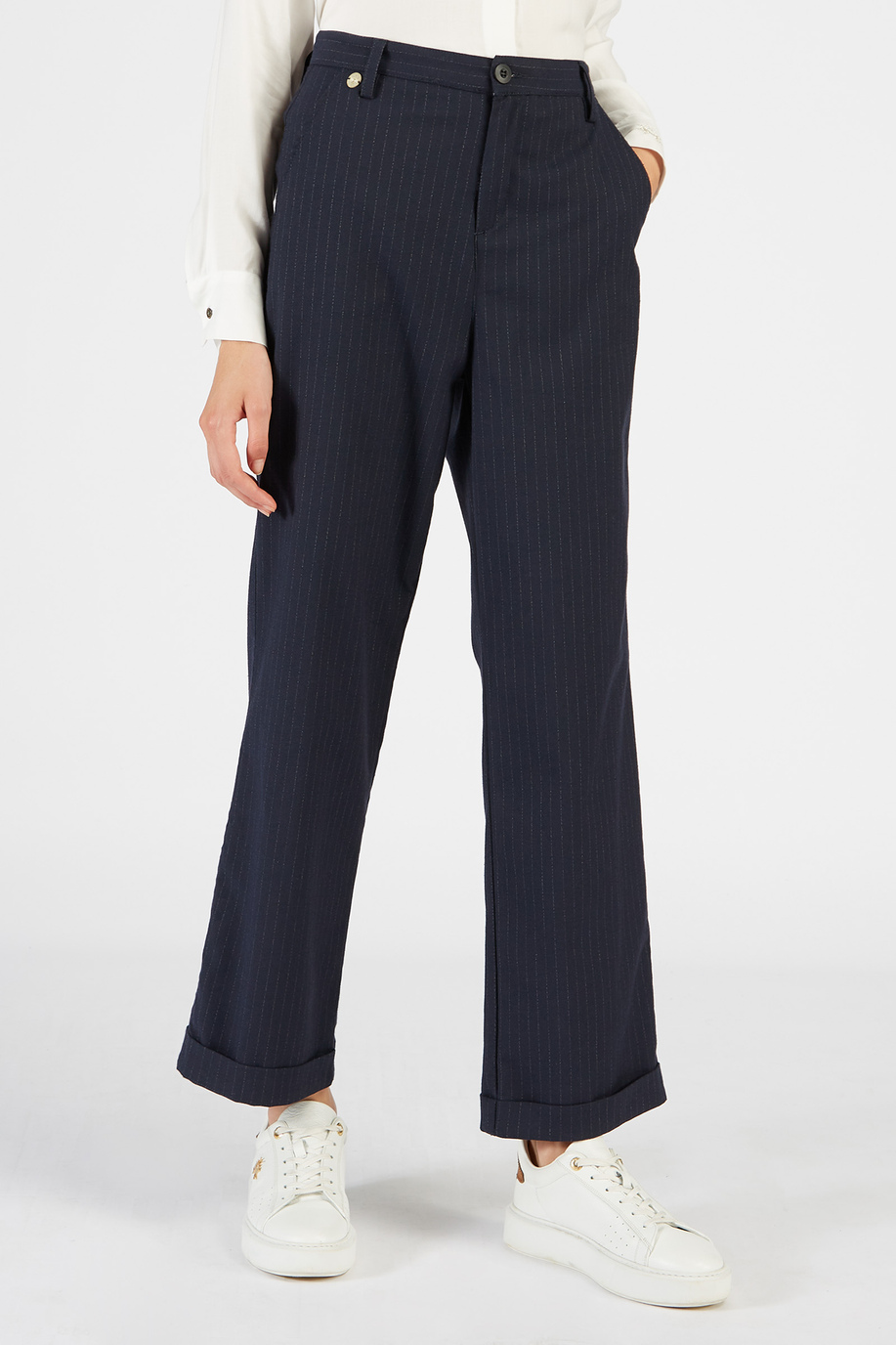 Pantalone da donna a vita alta con fondo largo - Pantaloni | La Martina - Official Online Shop
