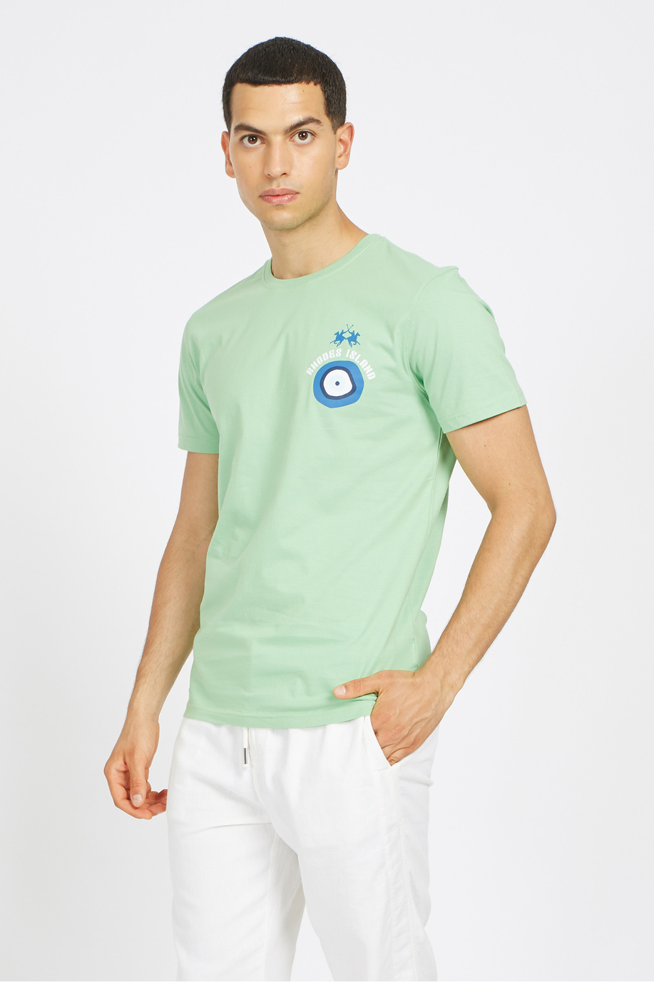 T-shirt da uomo in cotone con stampa sul retro - Summer Tour | La Martina - Official Online Shop