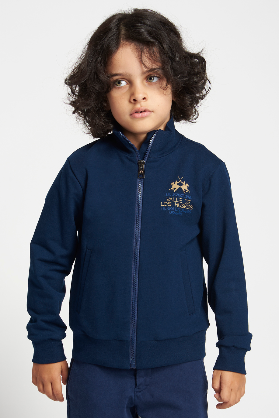 Sweat-shirt de couleur unie avec fermeture zippée sur le devant - Enfant | La Martina - Official Online Shop