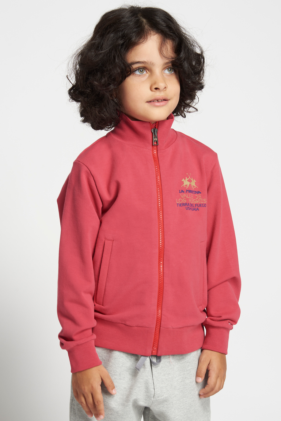 Sweat-shirt de couleur unie avec fermeture zippée sur le devant - Enfant | La Martina - Official Online Shop