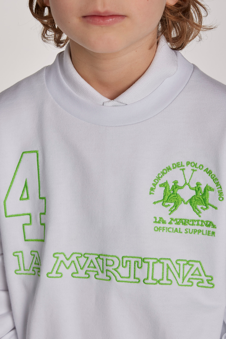 Sudadera de cuello redondo lisa - Niño | La Martina - Official Online Shop