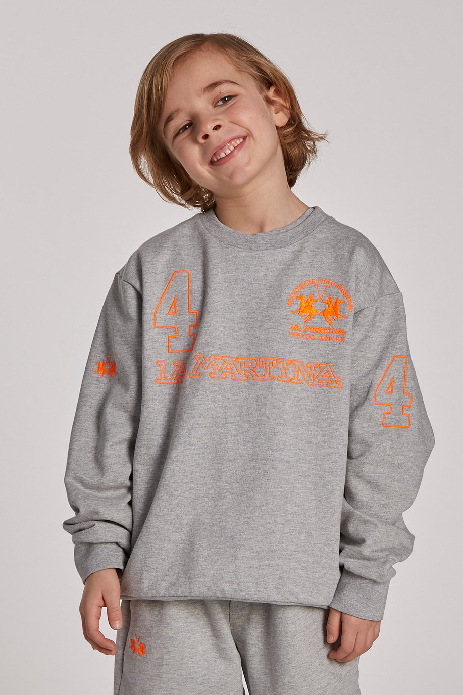 Solid crewneck sweatshirt - Kids | La Martina - Official Online Shop
