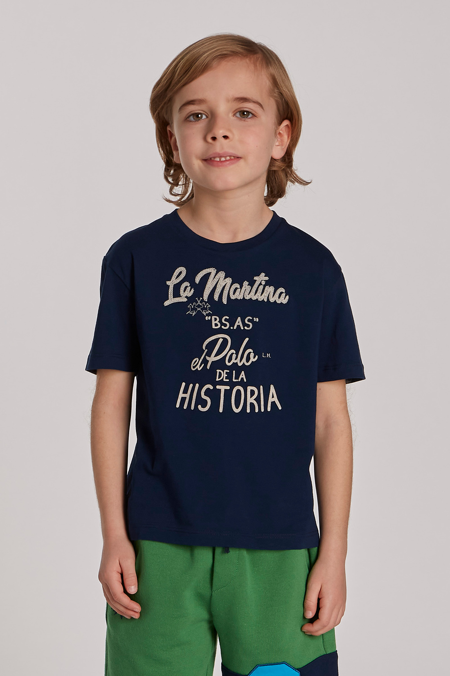 T-shirt tinta unita maniche corte - Bambino | La Martina - Official Online Shop
