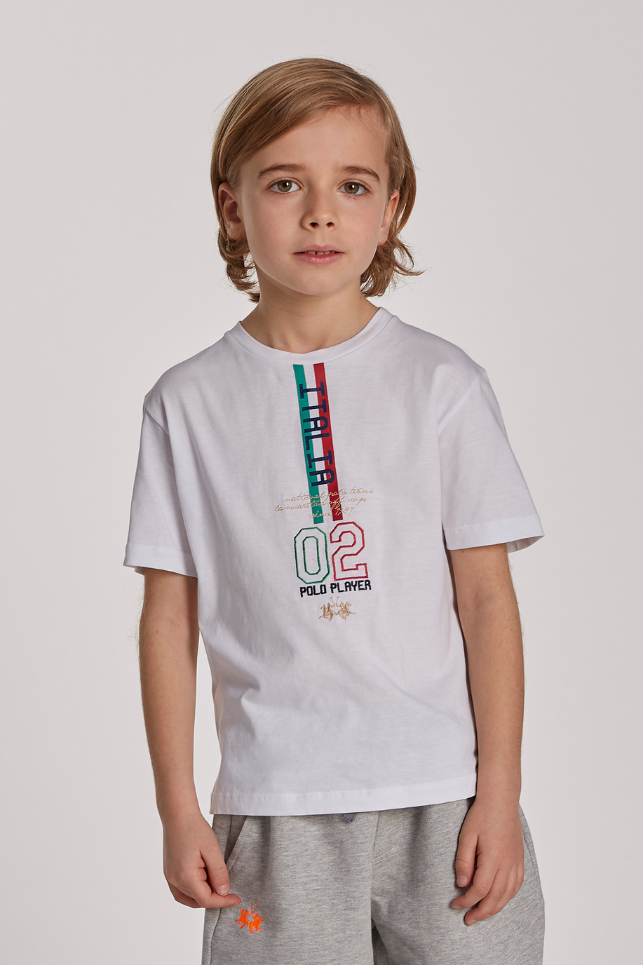 Einfarbiges T-Shirt mit kurzen Ärmeln - Kids | La Martina - Official Online Shop