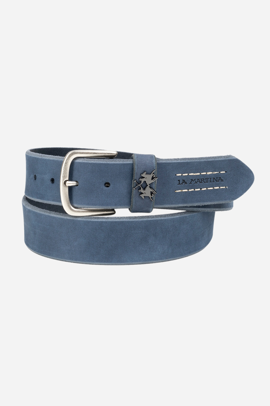 Blue navy leather belt - Belts | La Martina - Official Online Shop