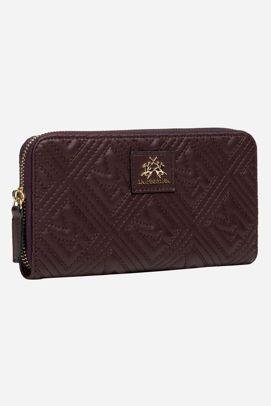 Wallet solid color burgundy fabric pu - Alice - Monogrammed gifts for her | La Martina - Official Online Shop