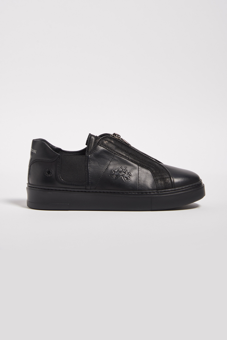 Chaussures en cuir avec semelle renforcée noire - -40% | archive | La Martina - Official Online Shop