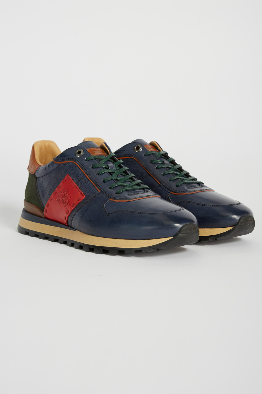 Mixed leather trainers - carryover | La Martina - Official Online Shop