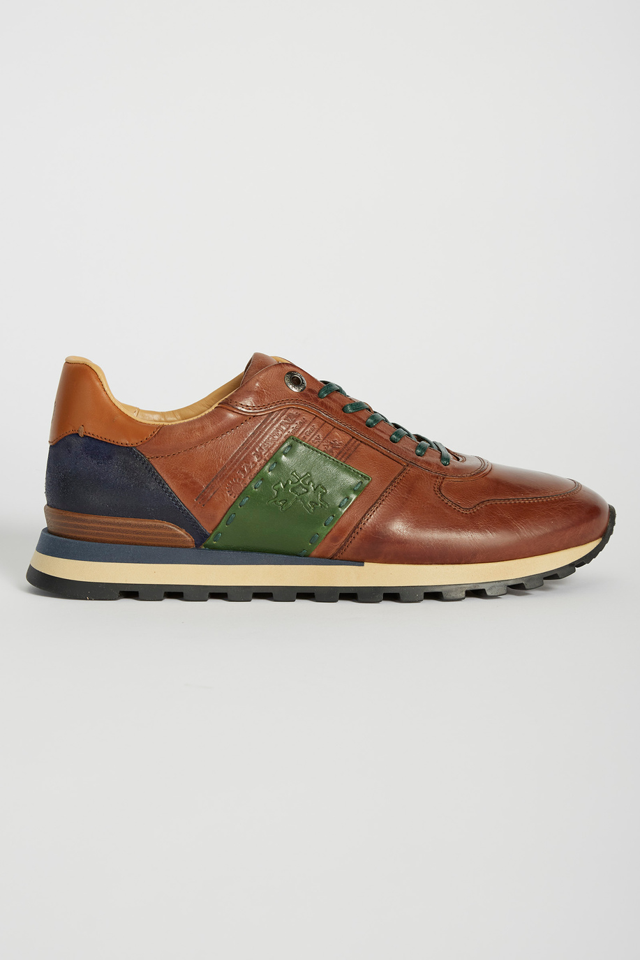 Mixed leather trainers - carryover | La Martina - Official Online Shop