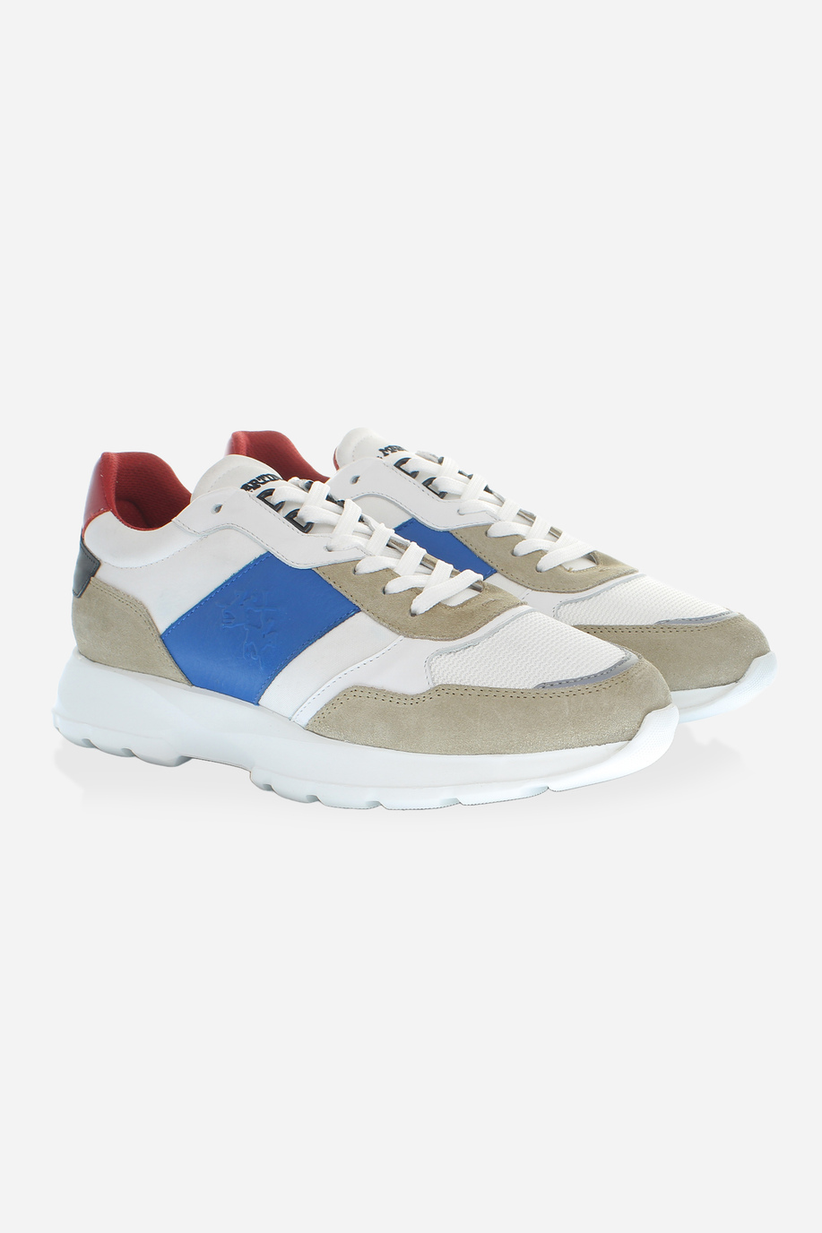 Trainers in mix of leather, fabric and suede - Footwear | La Martina - Official Online Shop