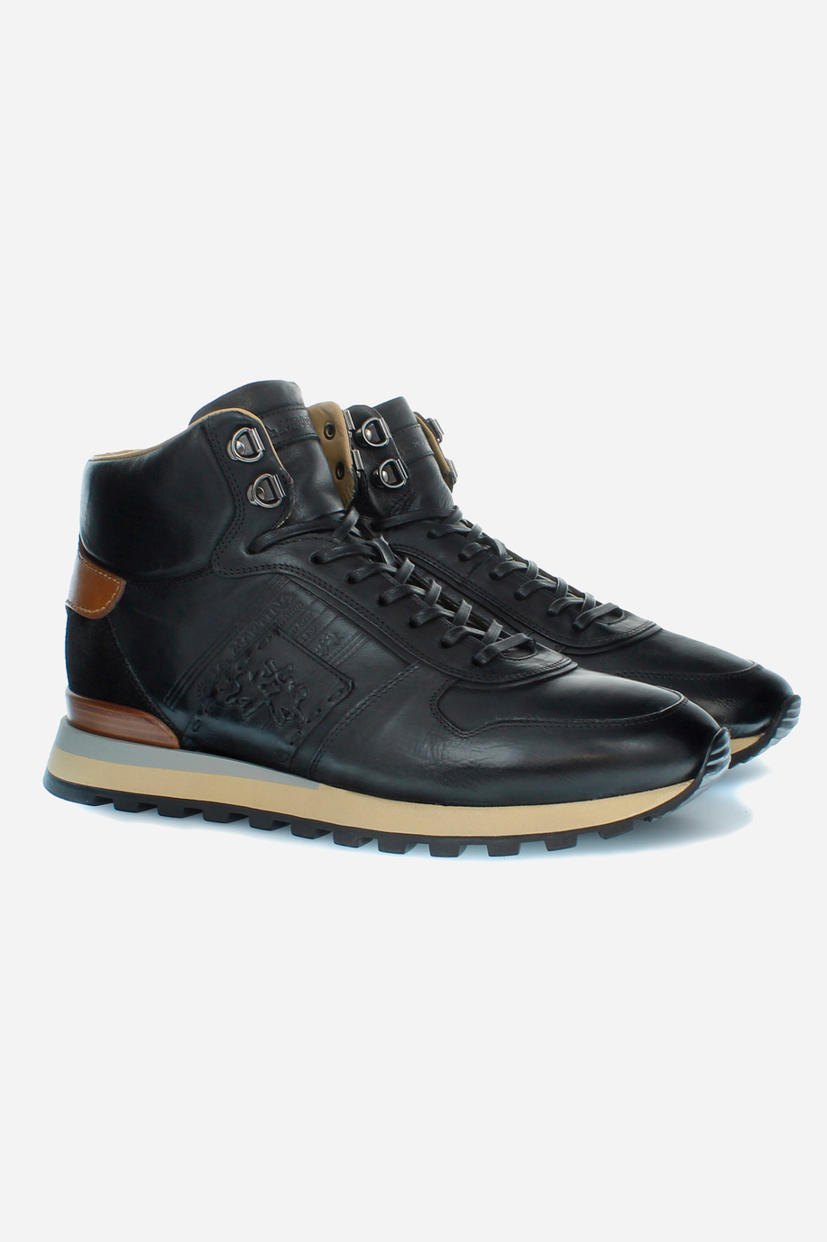 Baskets high-top homme en cuir de veau - Chaussures homme | La Martina - Official Online Shop