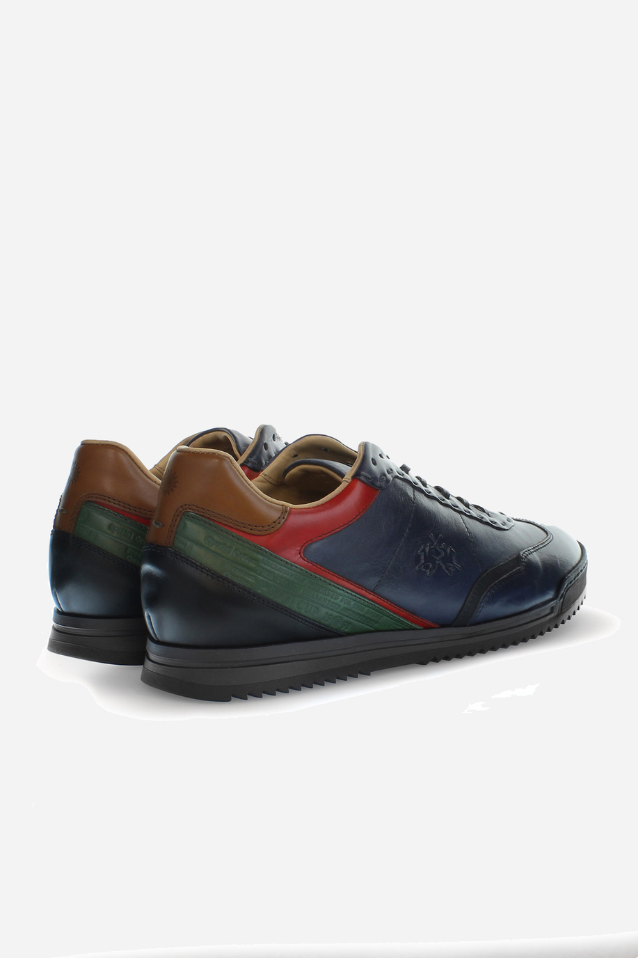 Men's calfskin trainer with contrasting leather inserts - test | La Martina - Official Online Shop