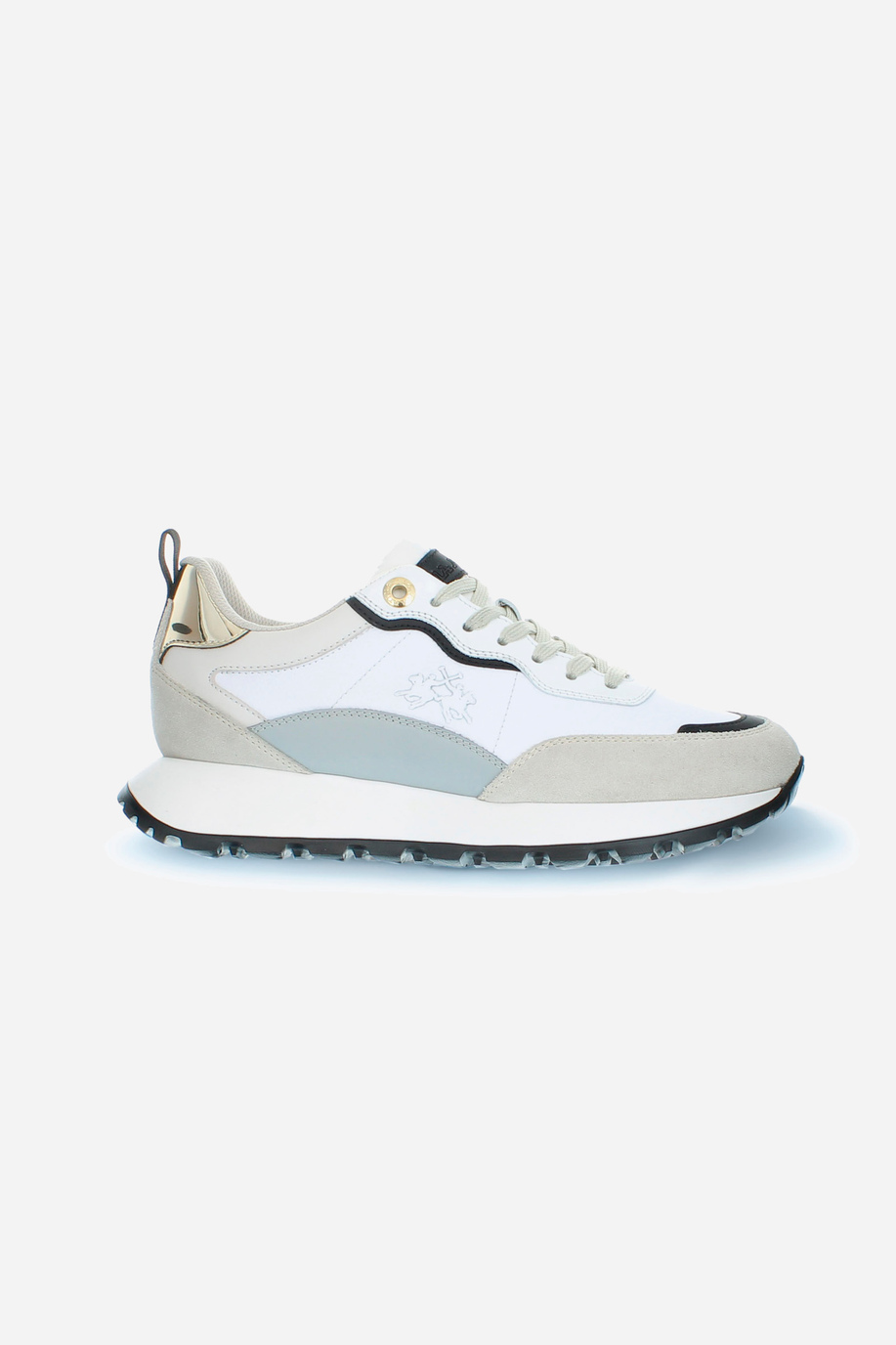 Women's trainer in soft leather with details in suede - Sneakers | La Martina - Official Online Shop