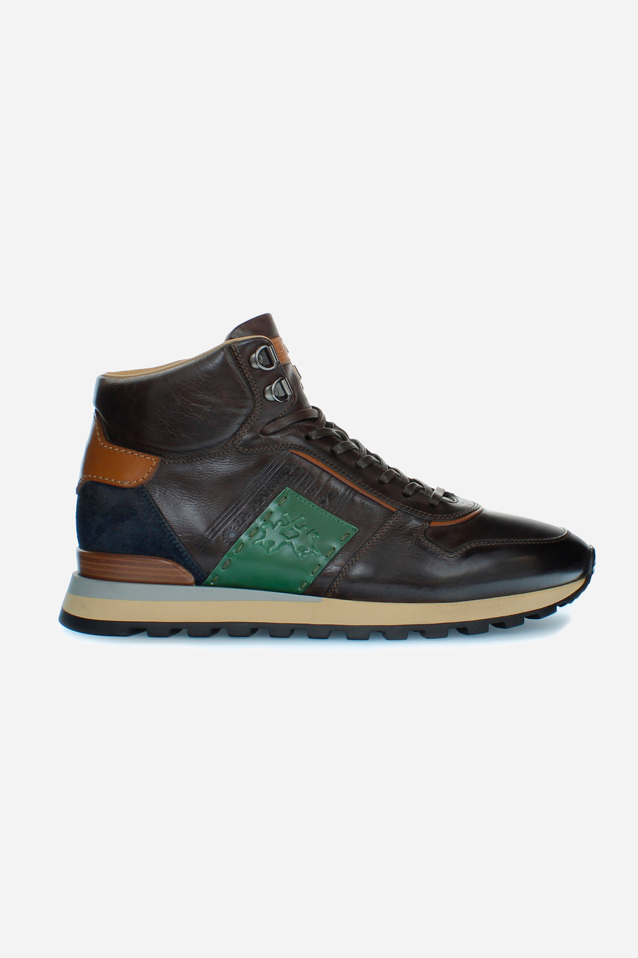 High-top men leather trainers with lining in sheepskin - Accessories | La Martina - Official Online Shop