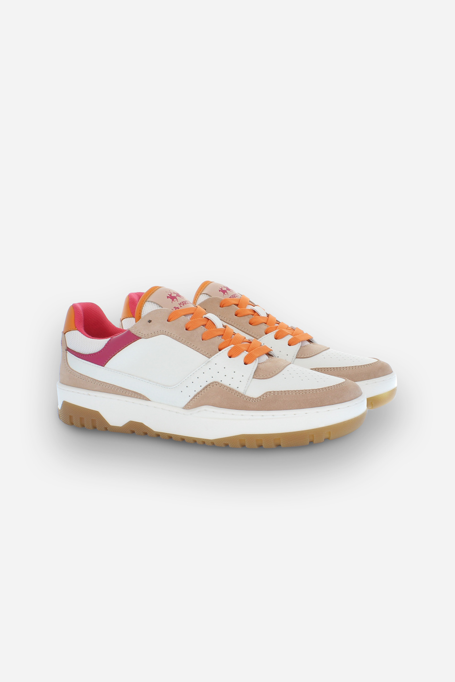 Women's vintage basketball sneaker in mixed vegetable leather - Field 85 - Sneakers | La Martina - Official Online Shop