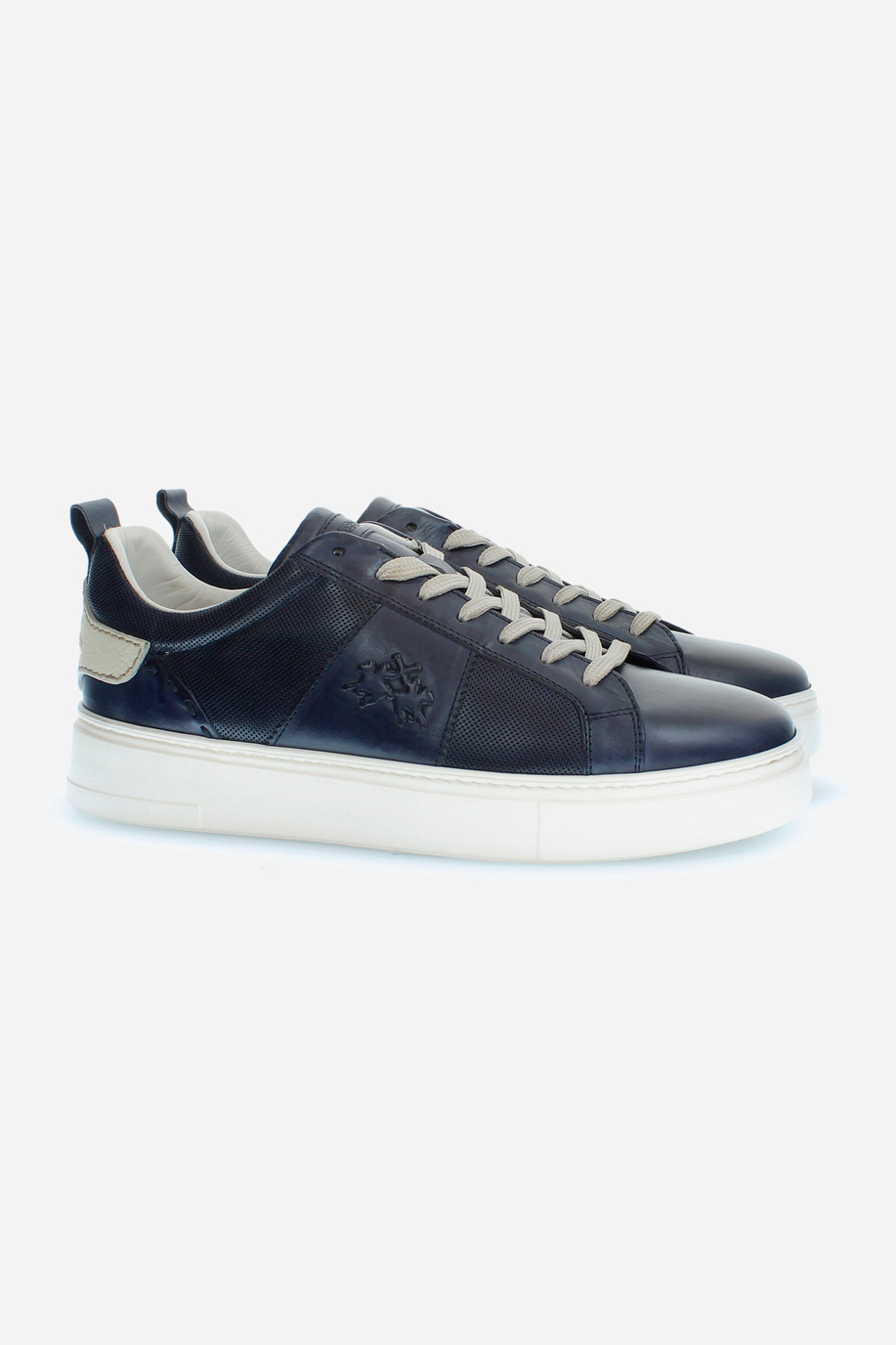 Men's leather trainers with contrasting inserts - Man shoes | La Martina - Official Online Shop