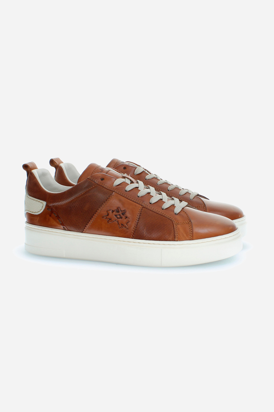 Men's leather trainers with contrasting inserts - Footwear | La Martina - Official Online Shop