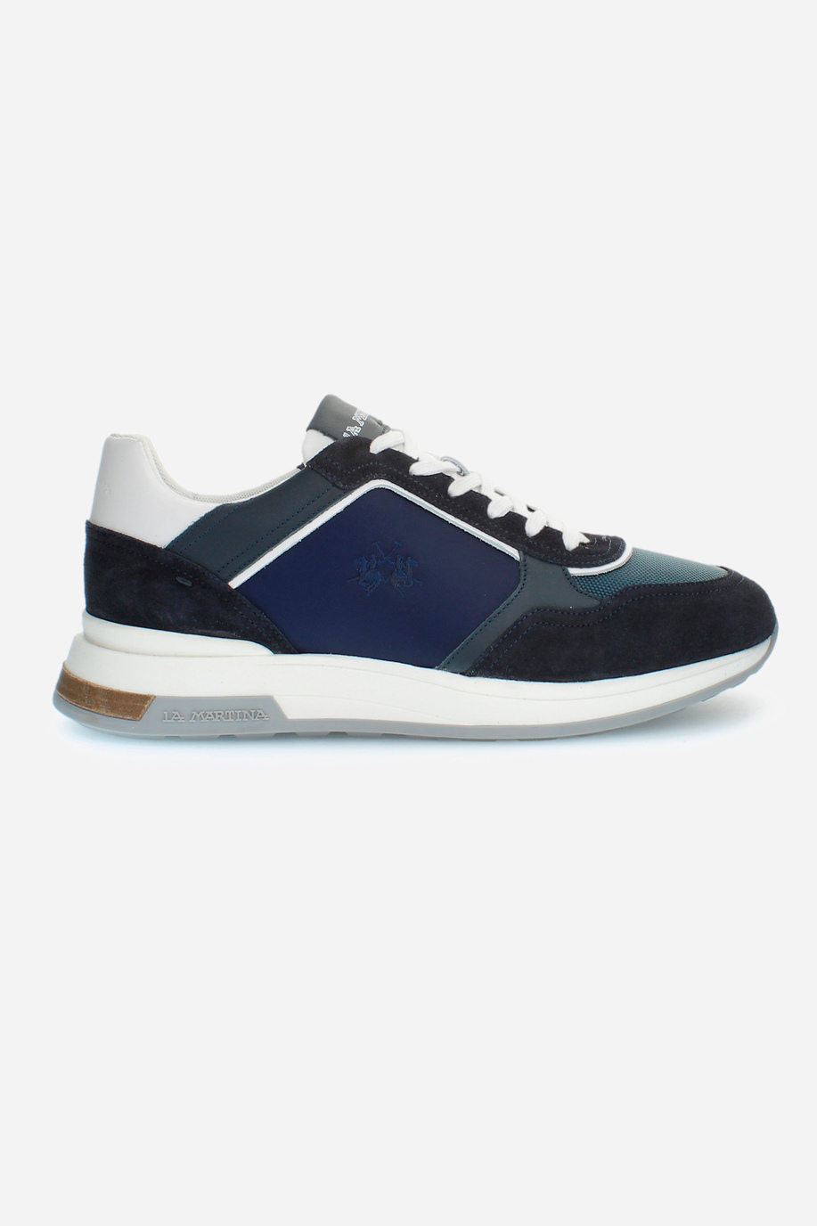 Sneaker da uomo con suola rialzata in tela e camoscio - Scarpe e Accessori | La Martina - Official Online Shop