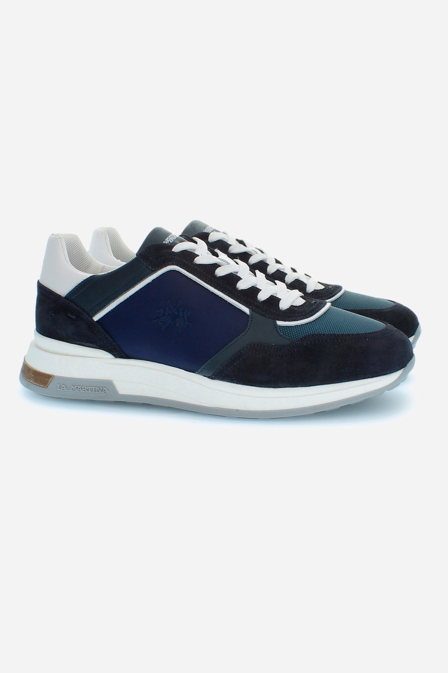 Sneaker da uomo con suola rialzata in tela e camoscio - Scarpe e Accessori | La Martina - Official Online Shop