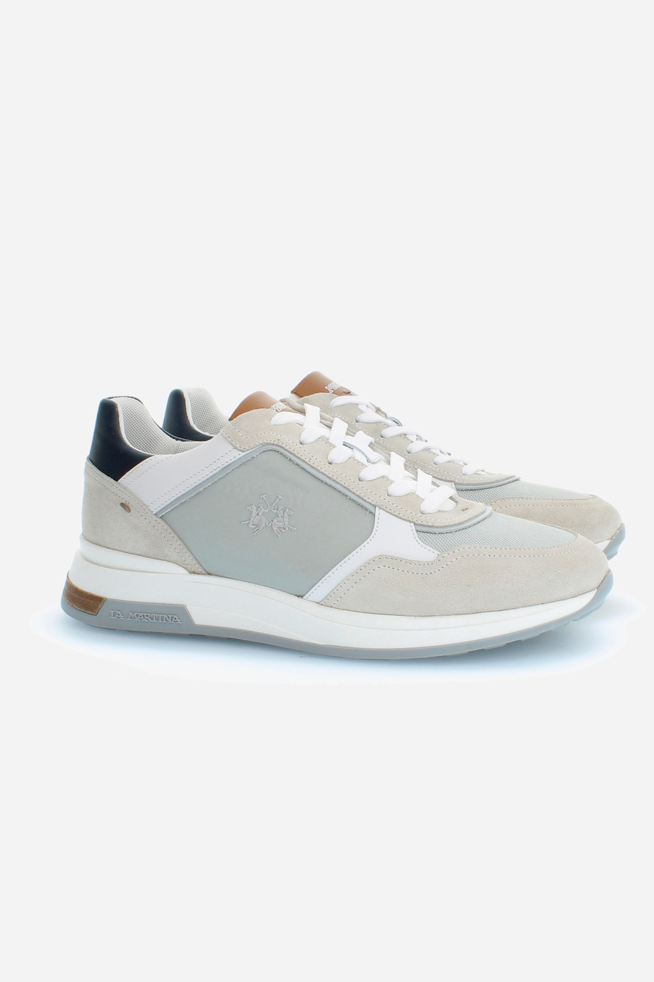 Men's trainers with raised sole in canvas and suede - Shoes and Accessories | La Martina - Official Online Shop