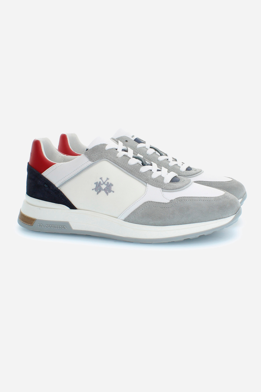 Men's trainers with raised sole in canvas and suede - Men | La Martina - Official Online Shop