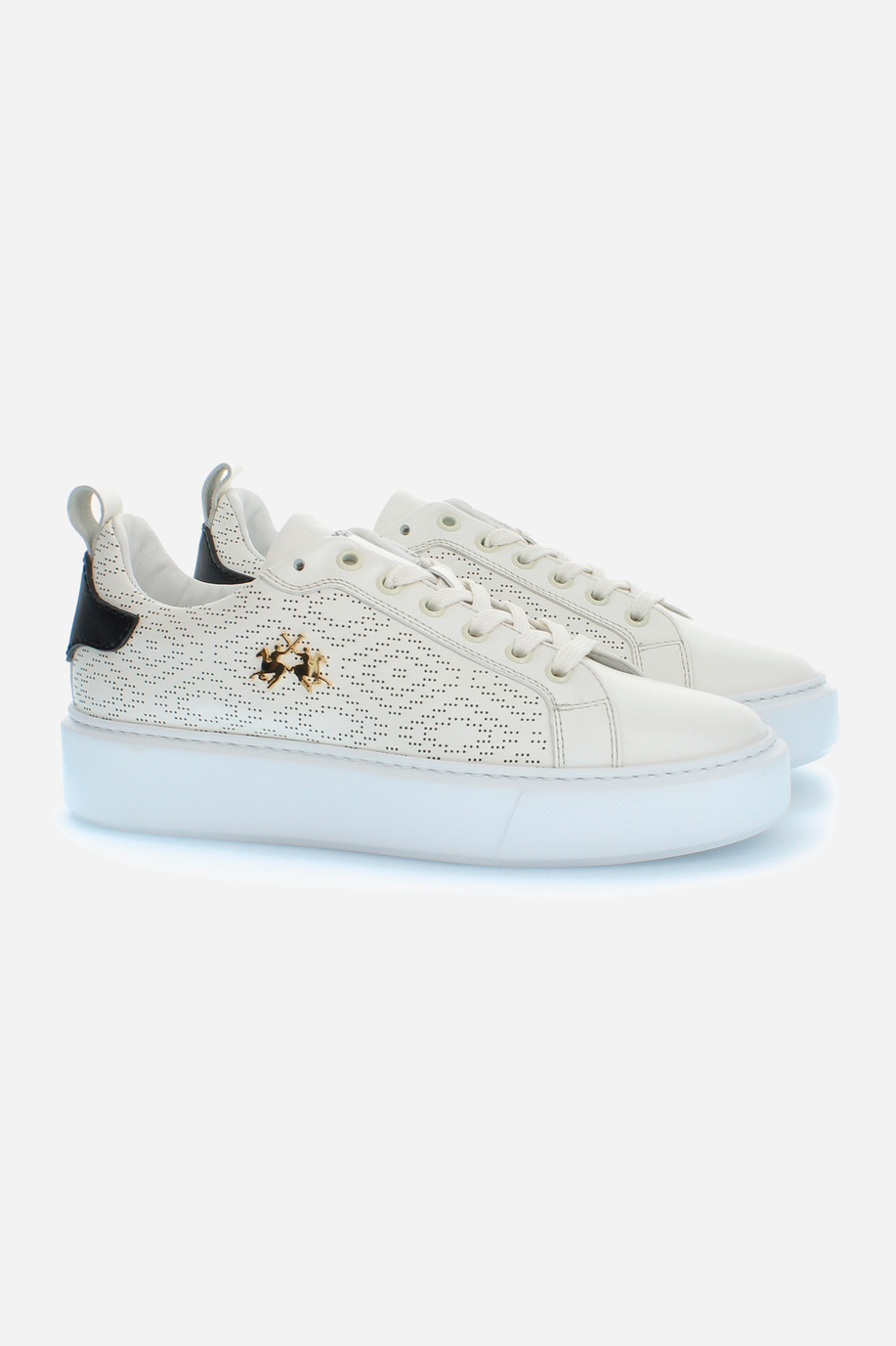 Women's trainers in perforated leather - test | La Martina - Official Online Shop