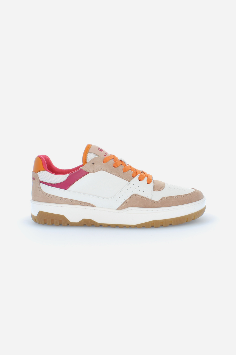 Women's vintage basketball sneaker in mixed vegetable leather - Field 85 - Sneakers | La Martina - Official Online Shop