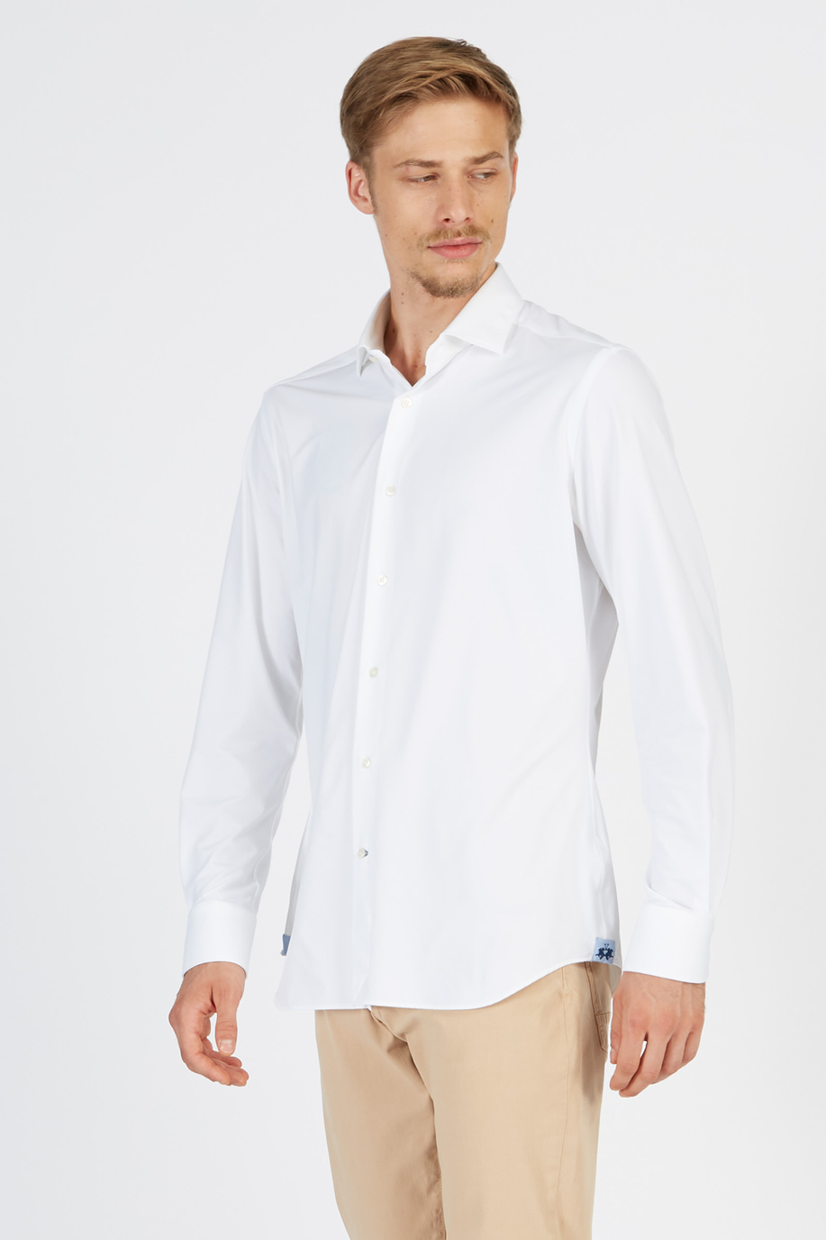 Blue Ribbon-Herrenhemd aus Baumwolljersey und langen Ärmeln im klassischen Schnitt - Hemden | La Martina - Official Online Shop