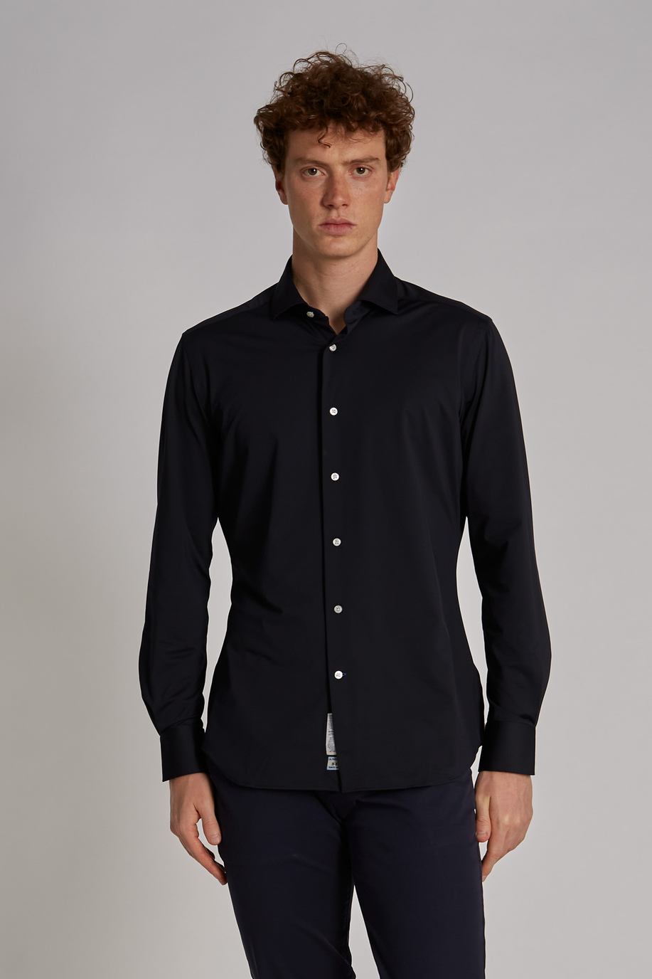 Custom fit man shirt in synthetic fabric with long sleeves - Sindinio - test 2 | La Martina - Official Online Shop
