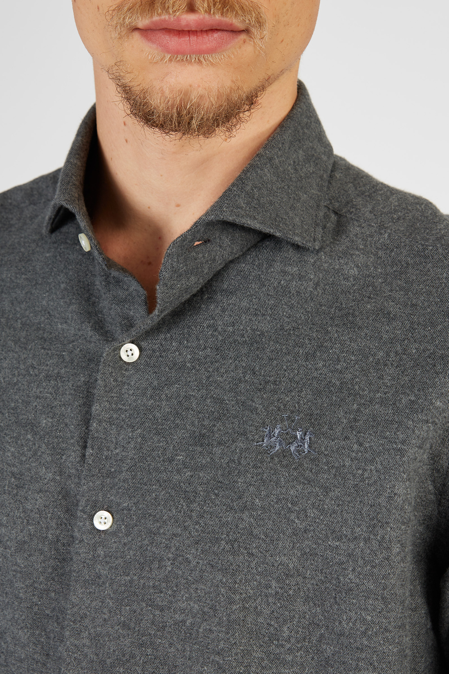 Blue Ribbon Herrenhemd mit langen Ärmeln aus Flanell Comfort Fit - Hemden | La Martina - Official Online Shop