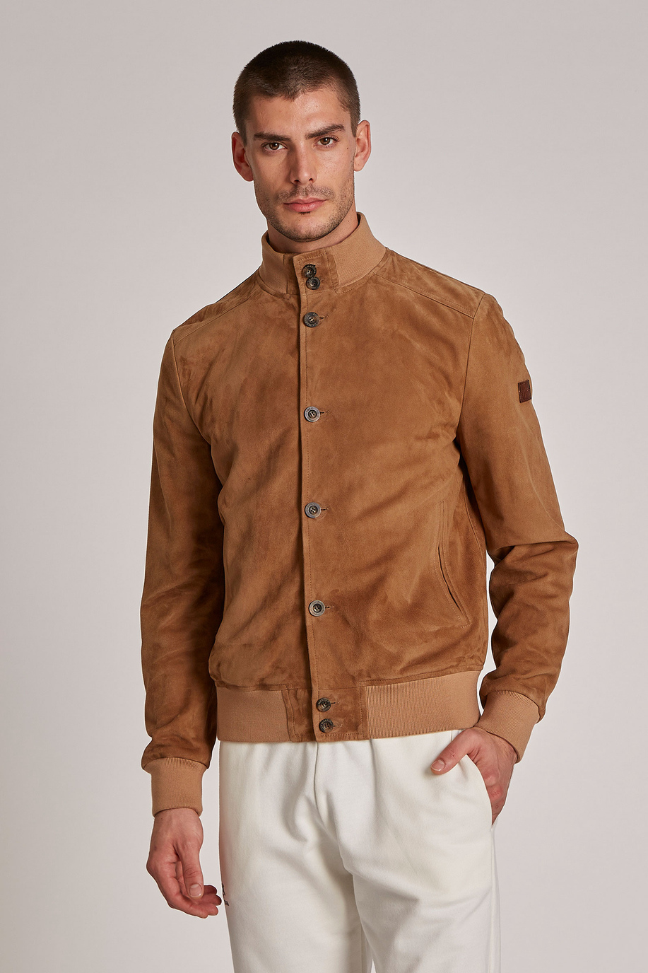 Men's button-up suede bomber jacket - Outerwear | La Martina - Official Online Shop