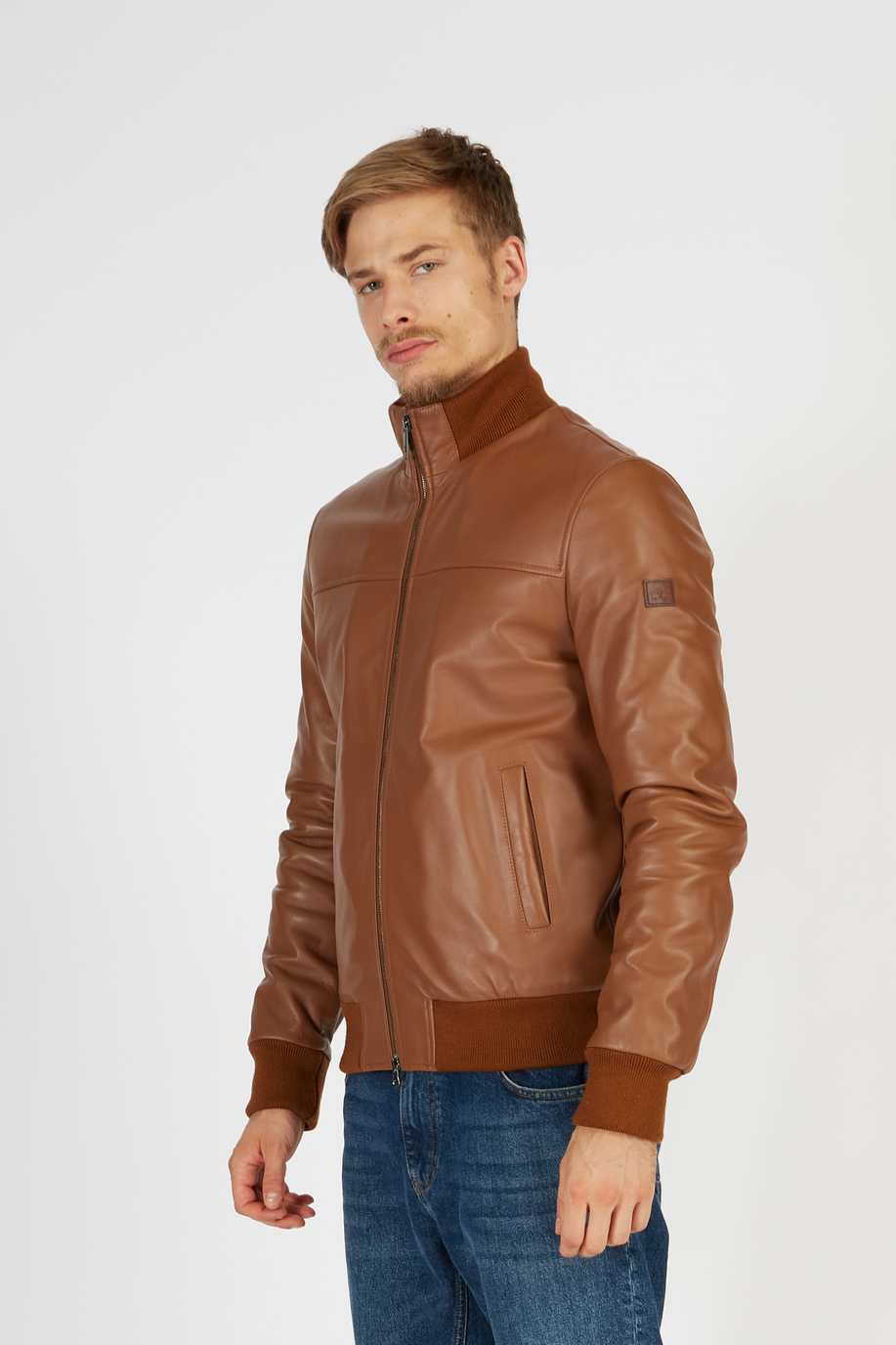 Blue Ribbon leather jacket with regular fit zip front closure - Outerwear and Jackets | La Martina - Official Online Shop