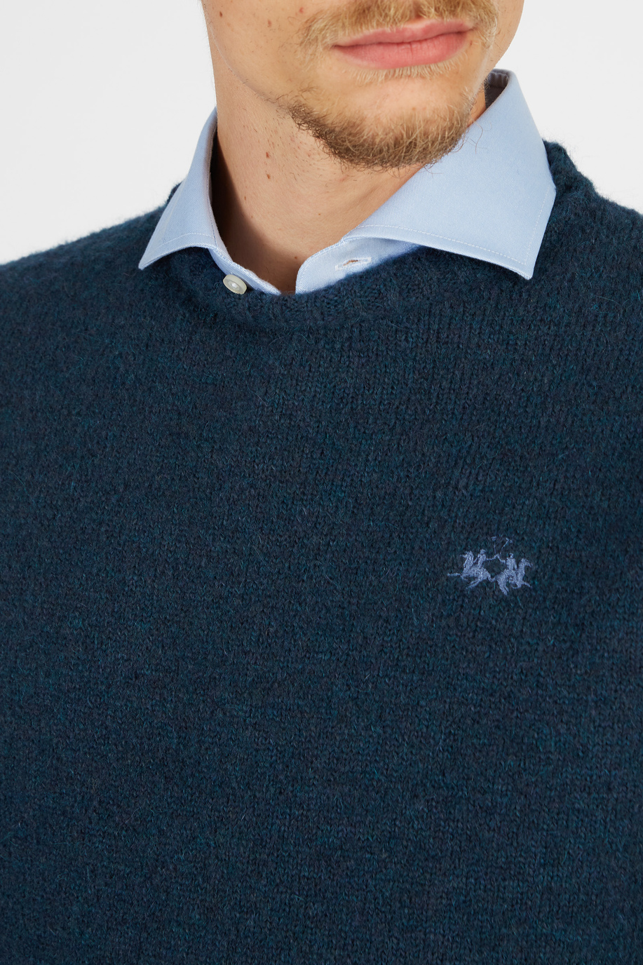 Men’s Blue Ribbon Long Sleeve Sweater in Regular Fit Alpaca Blend - Knitwear | La Martina - Official Online Shop