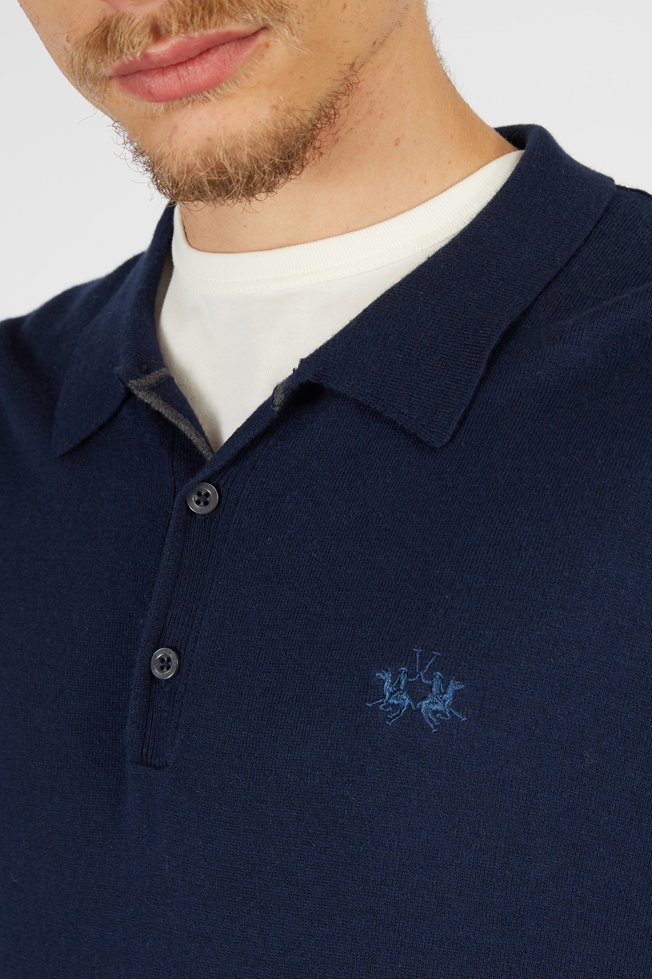 Men’s Blue Ribbon sweater in regular fit cashmere blend - Knitwear | La Martina - Official Online Shop