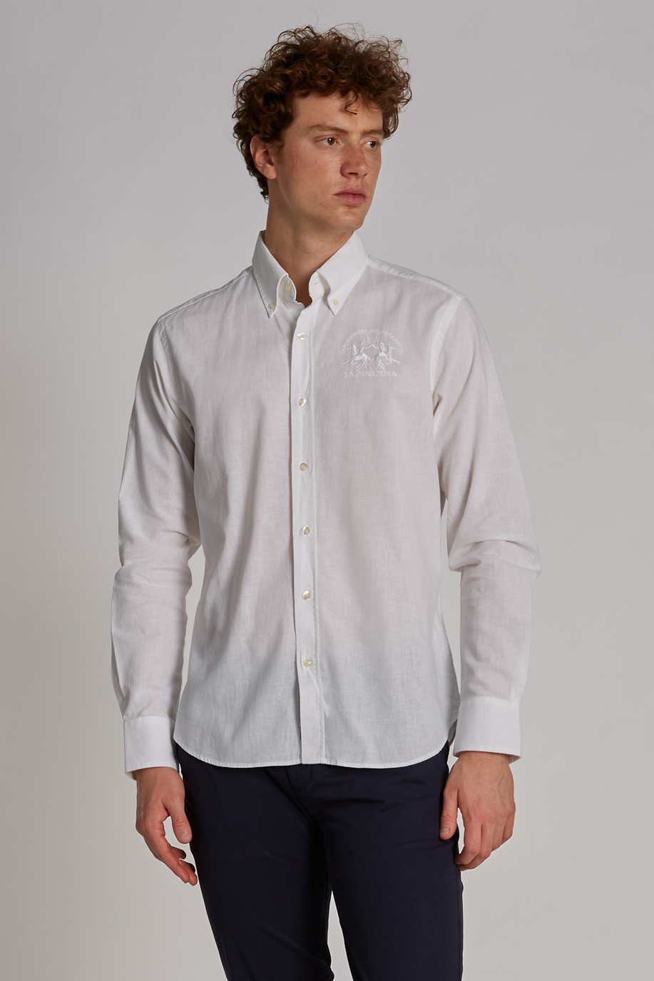 Herrenhemd mit langem Arm im Slim Fit - Hemden | La Martina - Official Online Shop
