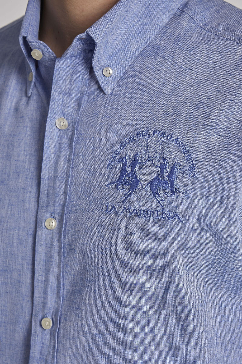 Chemise homme à manches longues et coupe slim - Chemises | La Martina - Official Online Shop
