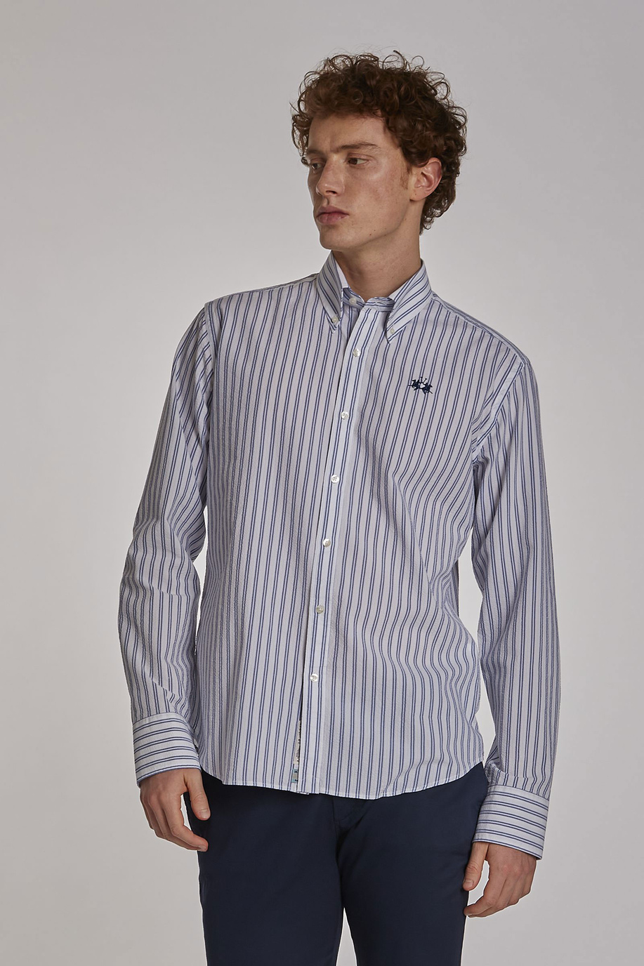 Camicia da uomo in cotone a maniche lunghe regular fit - Camicie | La Martina - Official Online Shop